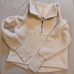Free People Cropped Cream Sherpa Pullover